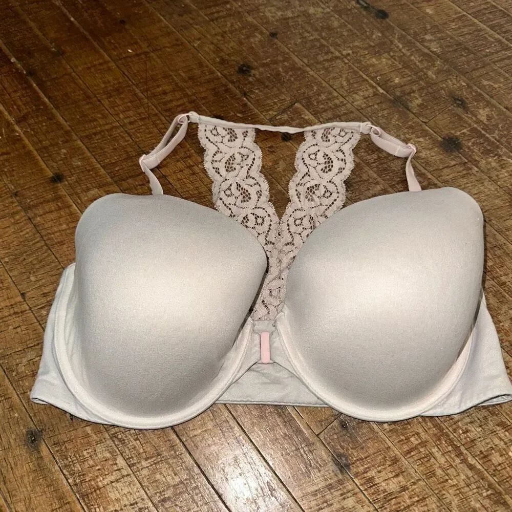 Victoria’s Secret pink nude Lacy racerback perfect shape 36DD bra
